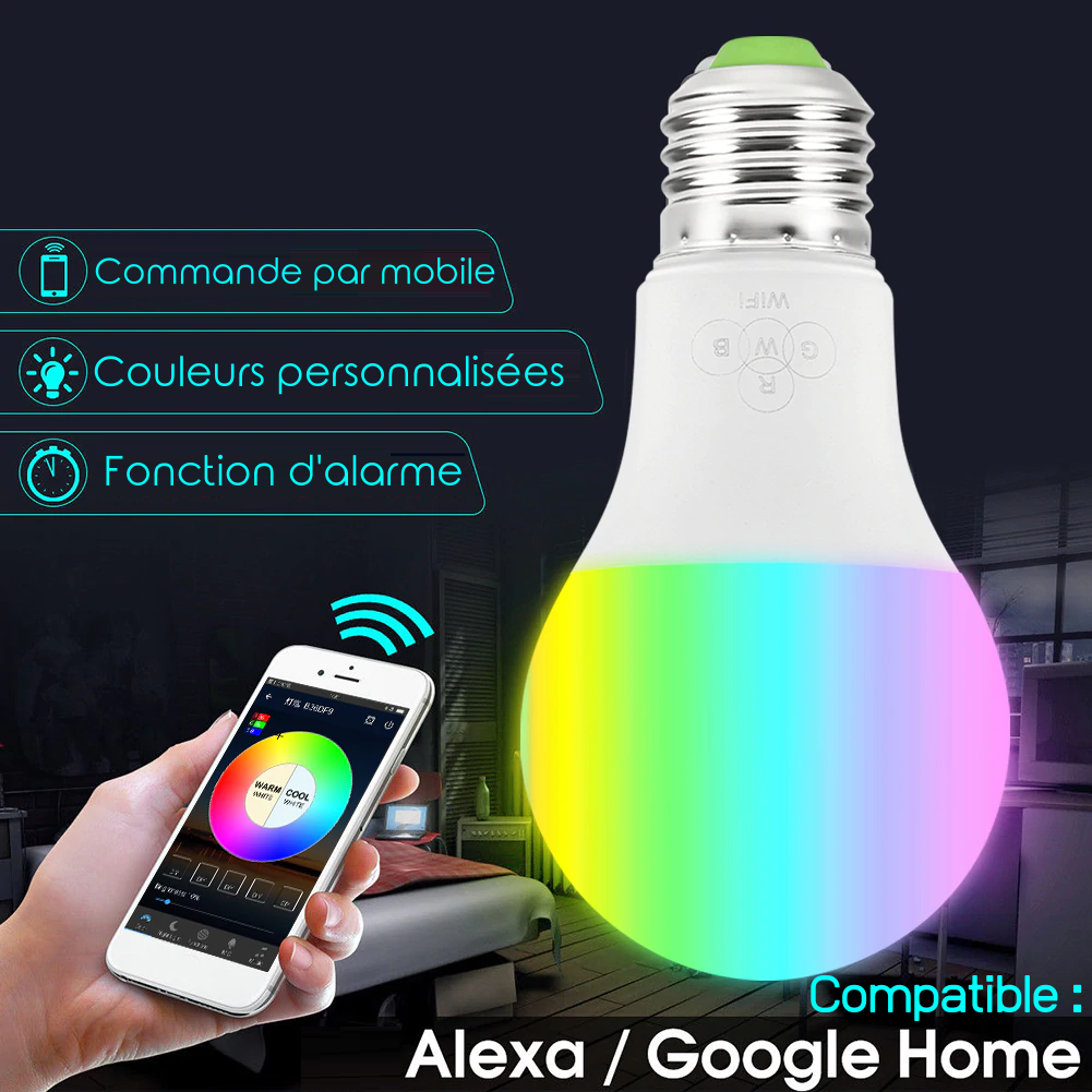 Ampoule Smart WiFi Compatible Alexa & Google Assistant